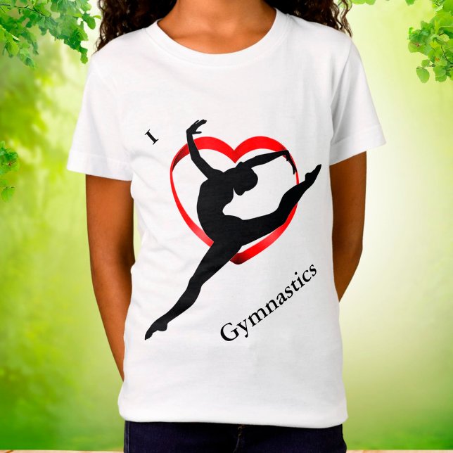 Camiseta Adoro Tee de Coração de Ginástica para Meninas (Criador carregado)