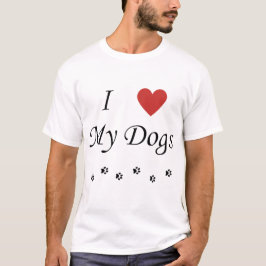 Camiseta Adoro Texto E Coração Dos Meus Cães