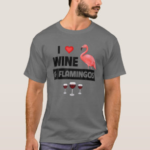 Camiseta Adoro Vinho E Flamingos Rosa Zoo Natureza Selvagem
