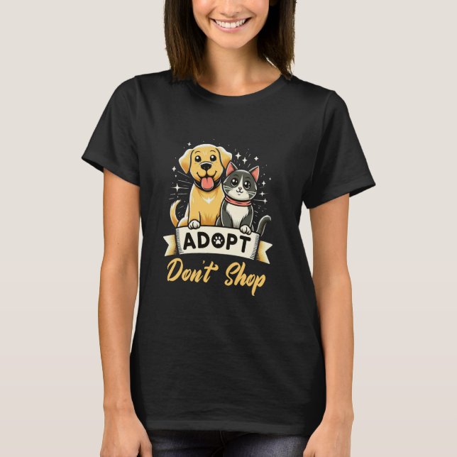 Camiseta Adotar Não Comprar Abrigos de Salvamento Animal Cã (Frente)