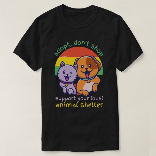 CAMISETA ADOTAR NÃO COMPRAR SUPORTAR O SEU ABRIGO ANIMAL LO (Frente do Design)
