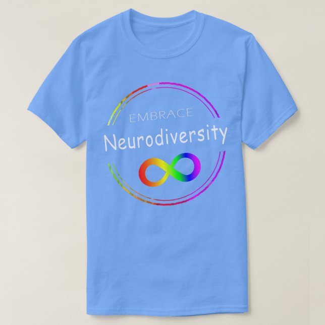 Camiseta Adotar Neurodiversidade Autismo ASD ADHD Rainbow I (Frente do Design)