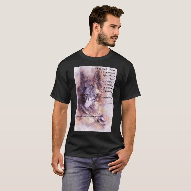 Camiseta Adotar Um Abrigo - German shepherd (Frente Completa)