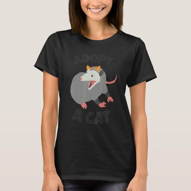 Camiseta Adotar um Gato Possum (Frente)
