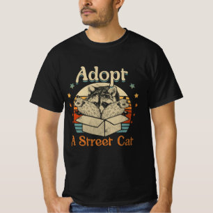 Camiseta Adotar Uma Rua Gato Engraçado Ogambm Raccoon Skunk