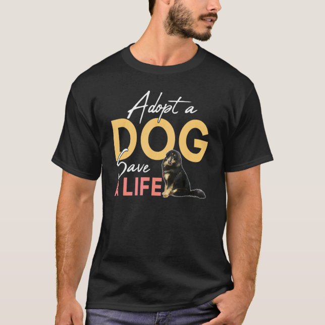 Camiseta Adote Um Cachorro Salvar Um Mastim Tibetano De Sal (Frente)