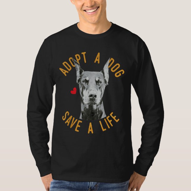 Camiseta Adote Um Cachorro Salve Um Salvamento De Vida Dobe (Frente)