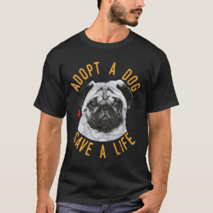Camiseta Adote Um Cachorro Salve Uma Vida Resgate Pug Prese