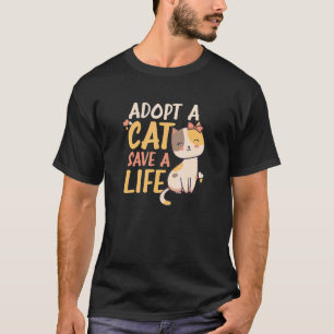 Camiseta Adote Um Gato Salve Uma Vida Design Adoção de Gato