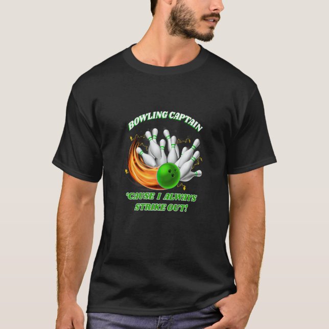 Camiseta Adult  Bowling Captain Rollin' Bowlers Strike Out  (Frente)