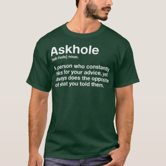 Camiseta Adulto de Dicionário de Gag Hilário Definição de A