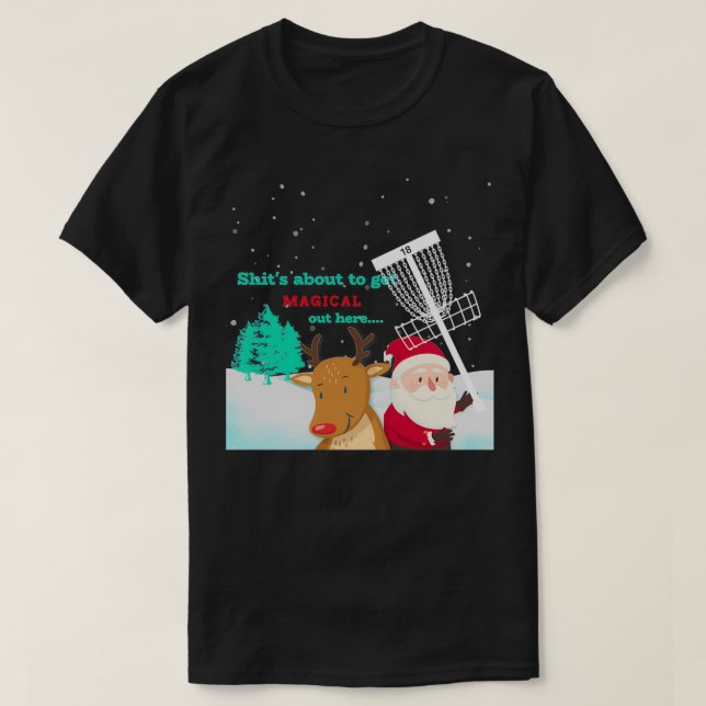 Camiseta Adulto de Natal de Golf Disco Engraçado (Frente do Design)