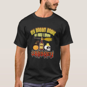 Camiseta Adulto Halloween Minha Vassoura Quebrou Agora Eu B