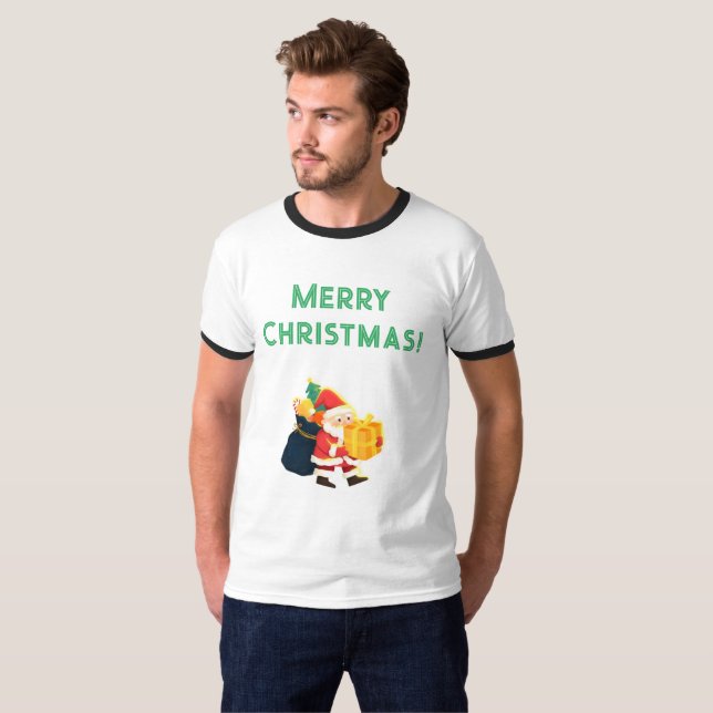 Camiseta Adulto XL Tamanho Natal Deseja Impresso Ringer Bon (Frente Completa)