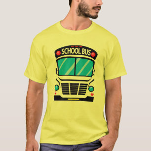 Camiseta Adultos E Crianças De Ônibus Escolar Figuram No Di