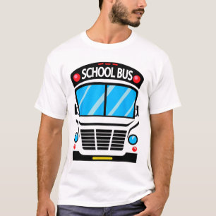 Camiseta Adultos E Crianças De Ônibus Escolar Figuram No Di