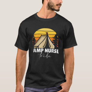 Camiseta Adultos Unisex Acampamento Enfermeira Negra Pequen