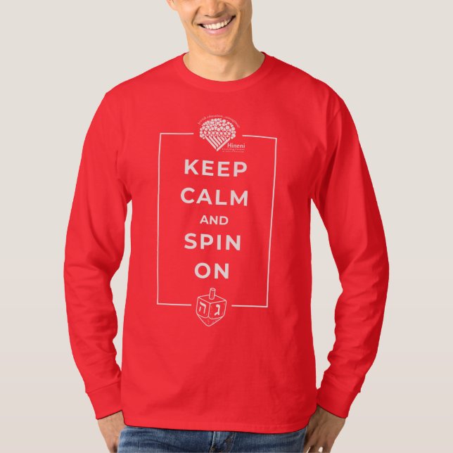 Camiseta Adults' Long-Sleeve Hanukkah Shirt - "Keep Calm" (Frente)