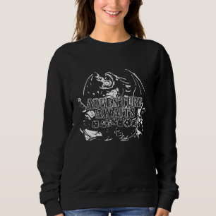 Camiseta Adventure aguarda lineart branco