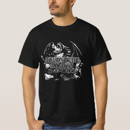Camiseta Adventure aguarda lineart branco
