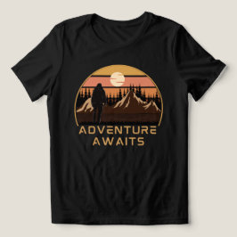 Camiseta Adventure começa a acampar, aventura aguarda