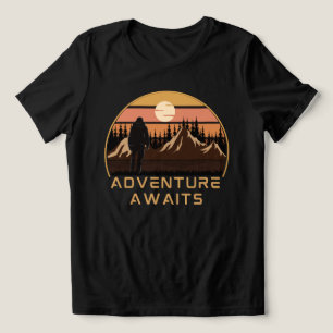 Camiseta Adventure começa a acampar, aventura aguarda