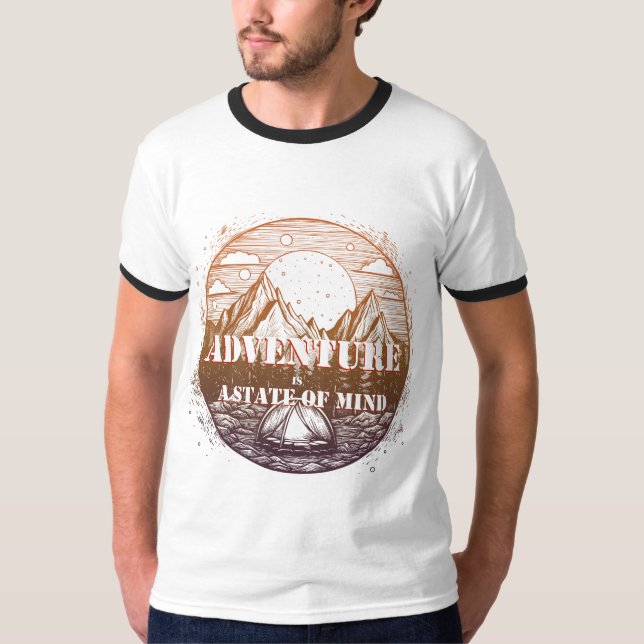 Camiseta Adventure Hiking, Adventure é um estado mental (Frente)