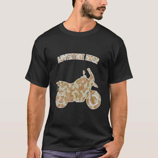 Camiseta Adventure Motorcycle Biker Off Road Rider Camoufla (Frente)