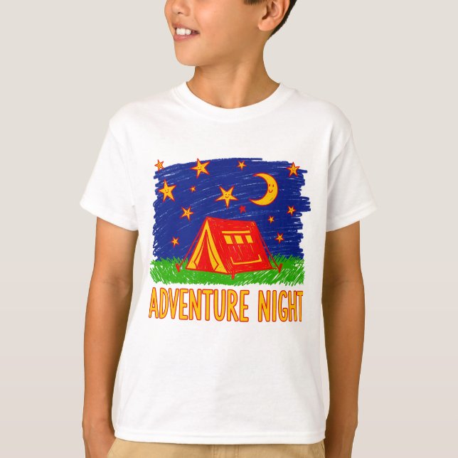 Camiseta Adventure Night Camping Tent Kids Drawing (Frente)