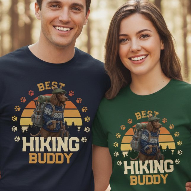 Camiseta Adventurous Irish Water Spaniel Hiker Wilderness  (Criador carregado)