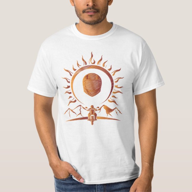 Camiseta Adventurous Spirit Orange Motorcycle Helmet Sun (Frente)