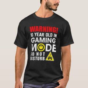 Camiseta Advertência De 10 Anos No Modo Jogos Meninos Gam