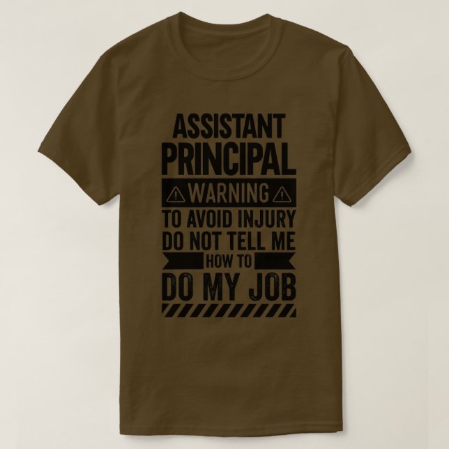 Camiseta Advertência de Principal do Assistente (Frente do Design)