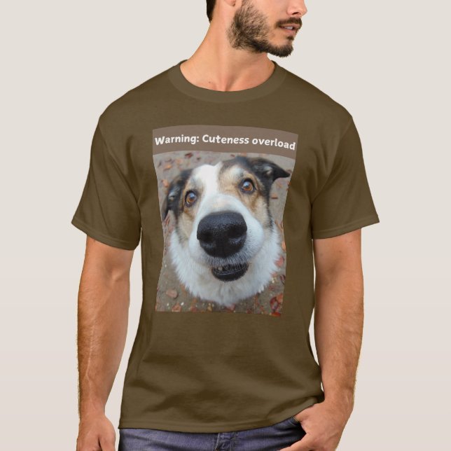 Camiseta Advertência Engraçado de Impressão de Cachorro de  (Frente)