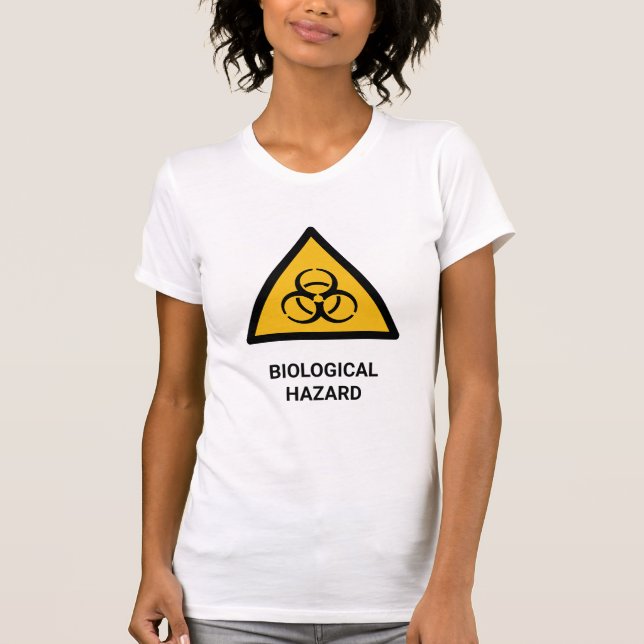 Camiseta Advertência ISO 7010 Engraçado Perigo Biológico Hu (Frente)