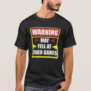 Camiseta Advertência Pode Gritar Em Videos games Engraçado