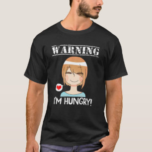 Camiseta Advertindo que estou com fome de anime kawaii Merc