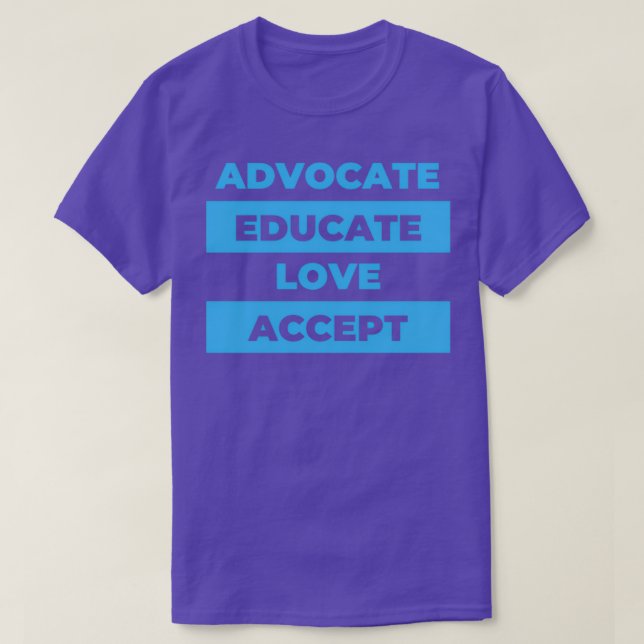 Camiseta Advocate Educar Amor Aceitar 4 (Frente do Design)