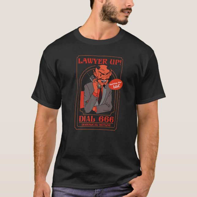Camiseta Advogado Disque 666 Diabolical Hotline Devil (Frente)
