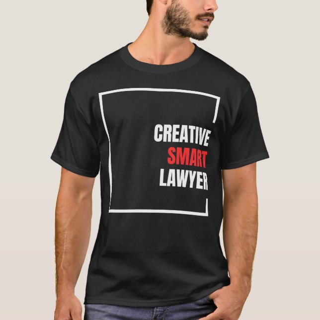 Camiseta advogado inteligente criativo com texto branco e v (Frente)