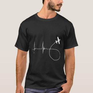 Camiseta Aerobatic Heartbeat Biplane Airshow Ekg Pulseline
