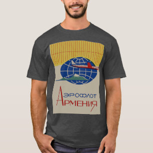 Camiseta Aeroflot Armênia Ad com Ararat em russo