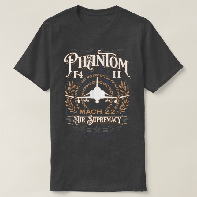 Camiseta Aeronave clássica F-4 Phantom II Fighter-Jet (Frente do Design)