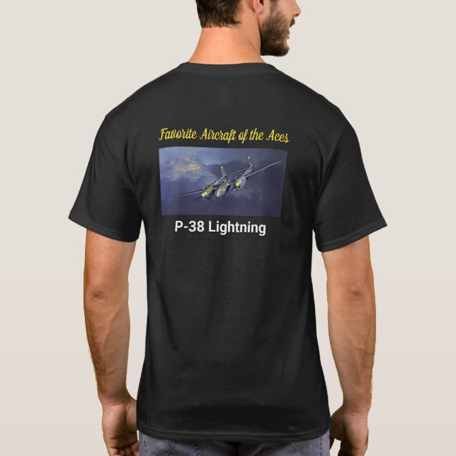Camiseta Aeronave favorita do raio Aces P-38 (Verso)