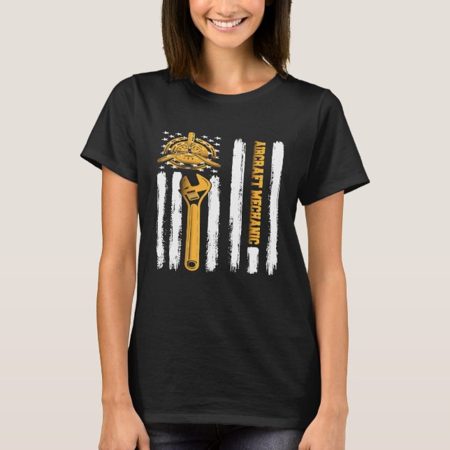 Camiseta Aeronave Mechanical Aviation Tech American (Frente)