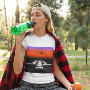 Camiseta Aeronave Sunset Airplane - Luzes de pista