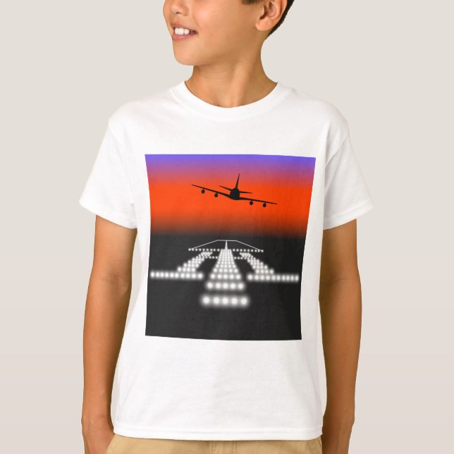 Camiseta Aeronave Sunset Airplane - Luzes de pista (Frente)