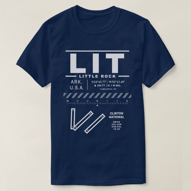 Camiseta Aeroporto Clinton National LIT (Frente do Design)