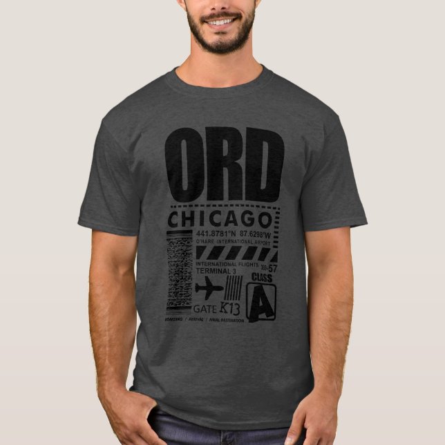 Camiseta Aeroporto de Chicago ORD O'Hare (Frente)
