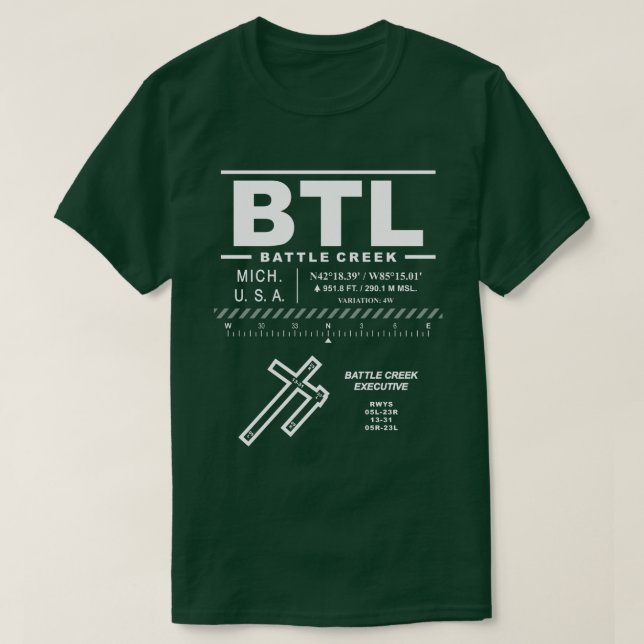 Camiseta Aeroporto Executivo de Batalha de Creek BTL T-Shir (Frente do Design)